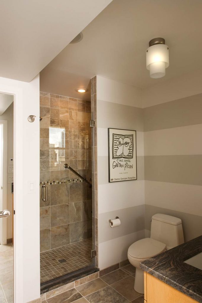 Alcove shower with glass door